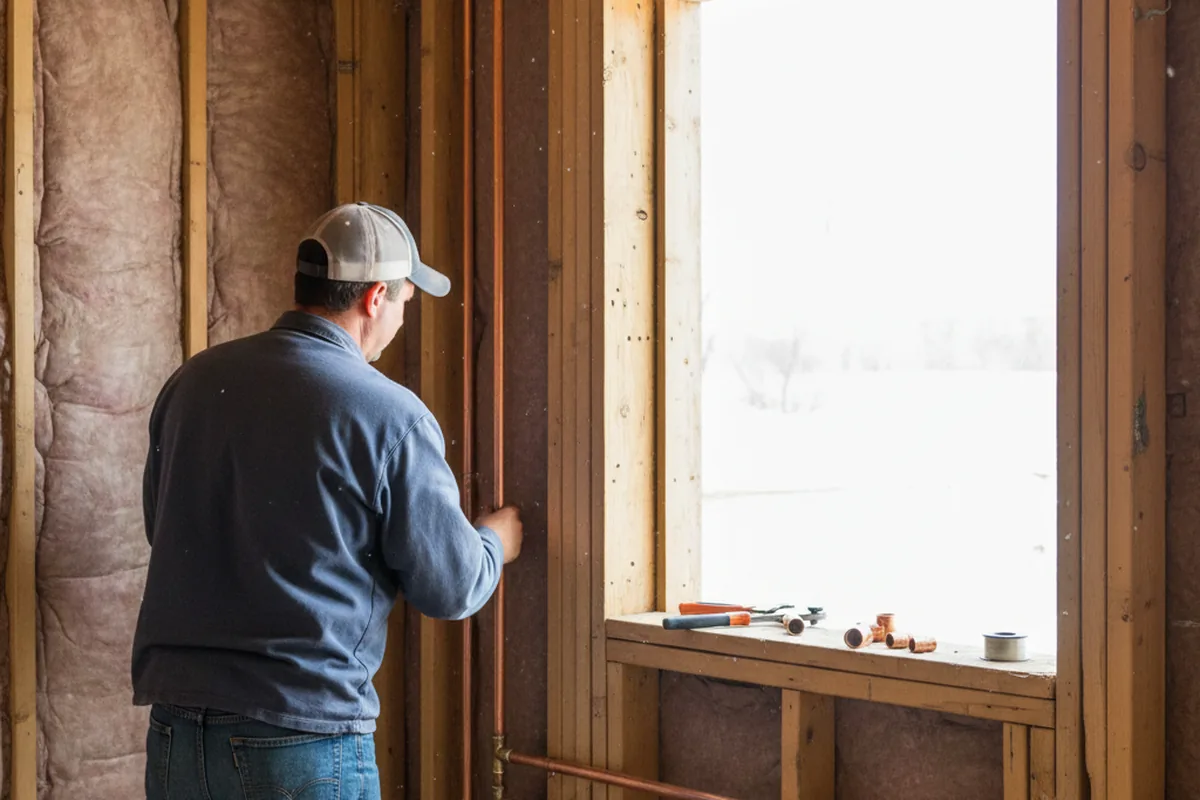 Licensed plumber running new copper supply lines in a Pendleton home